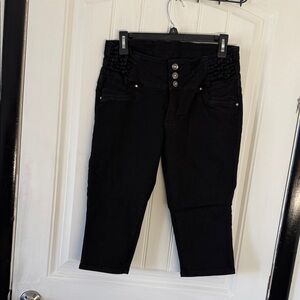 High-Rise Black Cropped Women's Jeans